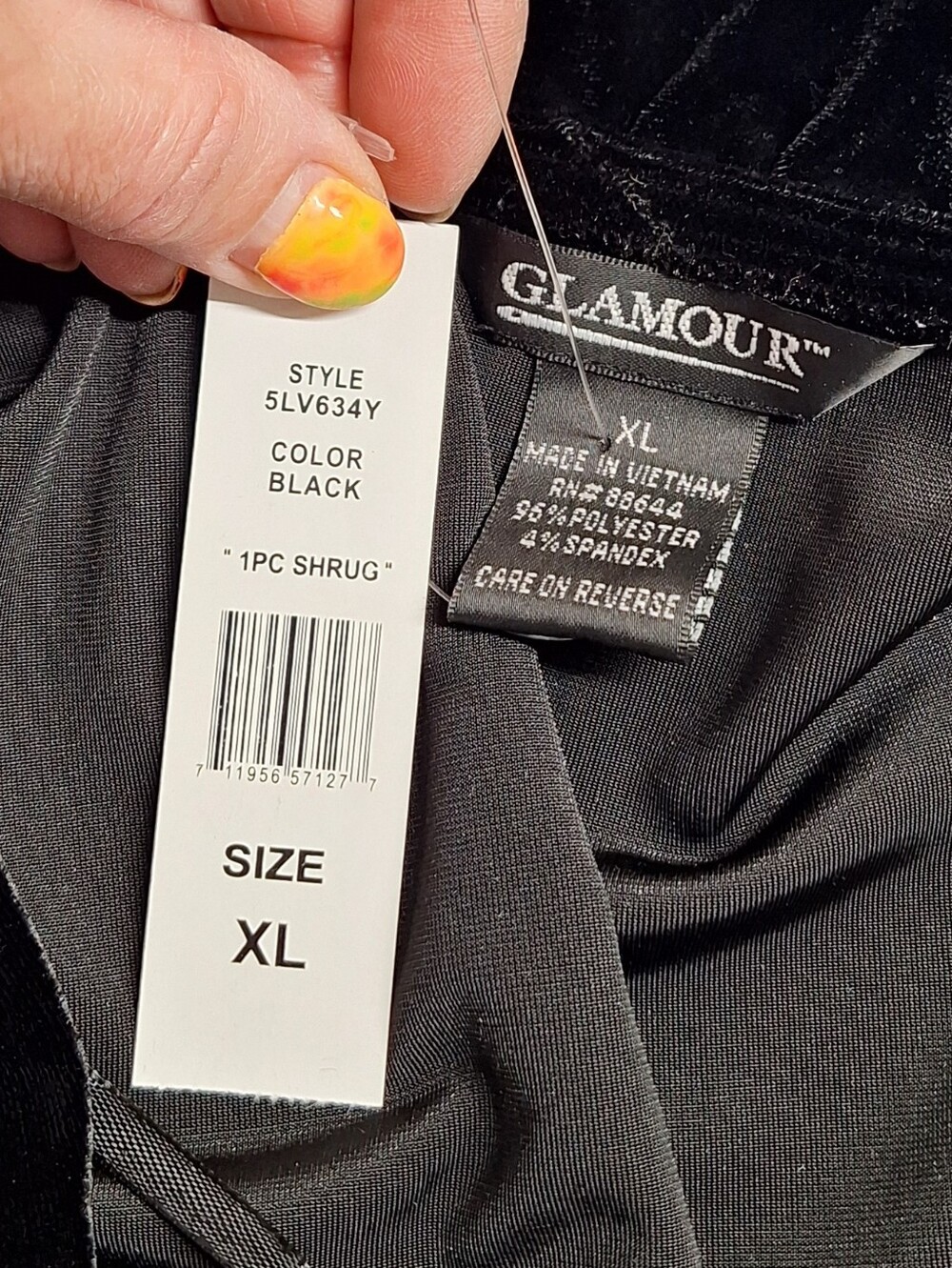 Glamour Velvet Cropped Shrug with Ruffle Trim, XL, Style#5LV634Y, NWT - Picture 2 of 10